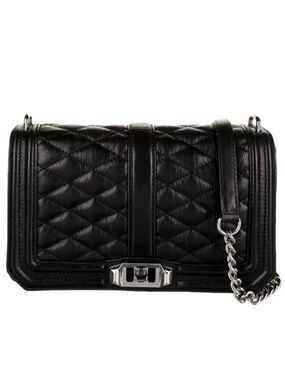 REBECCA MINKOFF QUILTED LOVE 🖤BLACK🖤 LEATHER SHOULDER CROSSBODY BAG 🌟EUC🌟